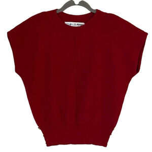 CHAUS PETITES Vintage Sweater Vest Sleeveless Cranberry Red Women Size M